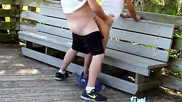 Mature Gay Couple Has Interracial Bareback Sex Outdoors