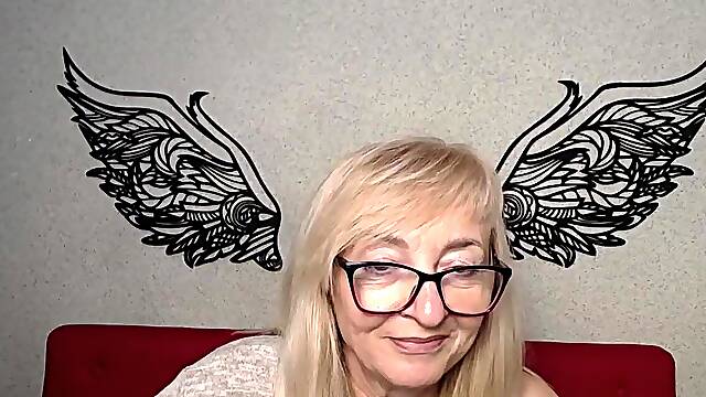 Blonde amateur mature with glasses