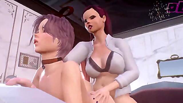 Animated Female dominance futa on femboy