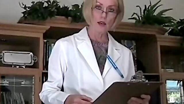 Watch this experienced doc give a steamy exam to a hung & mature stud while his cuckold wife...