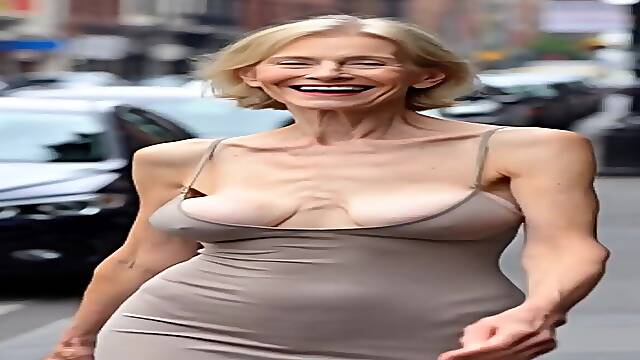 Massive-titted MILFs expose nipples in public