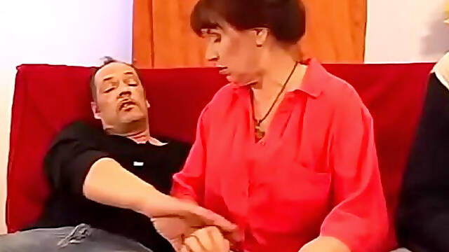 German Granny Loves Rough Threesome Anal Orgy