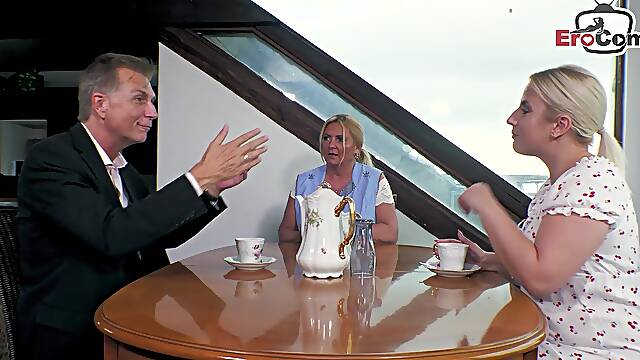 German swinger couple seduces big boobs mature housewife