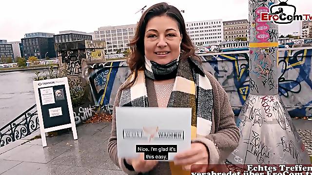 German ugly fat housewife public pick up date casting pov