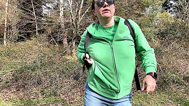 Desperate Outdoor Wetting Jeans on the Public Trail